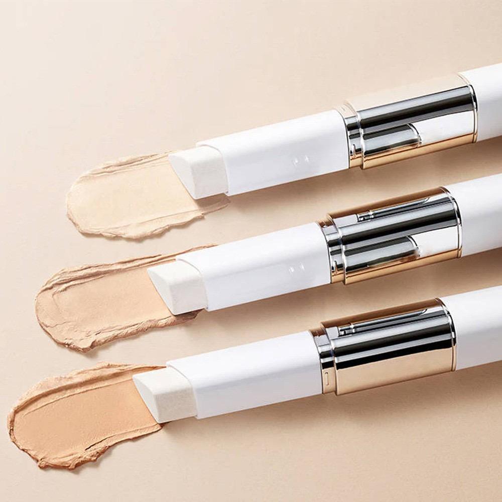 Korean 2‑in‑1 Color‑Changing Foundation Stick with Travel Brush