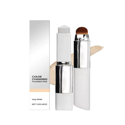 Korean 2‑in‑1 Color‑Changing Foundation Stick with Travel Brush